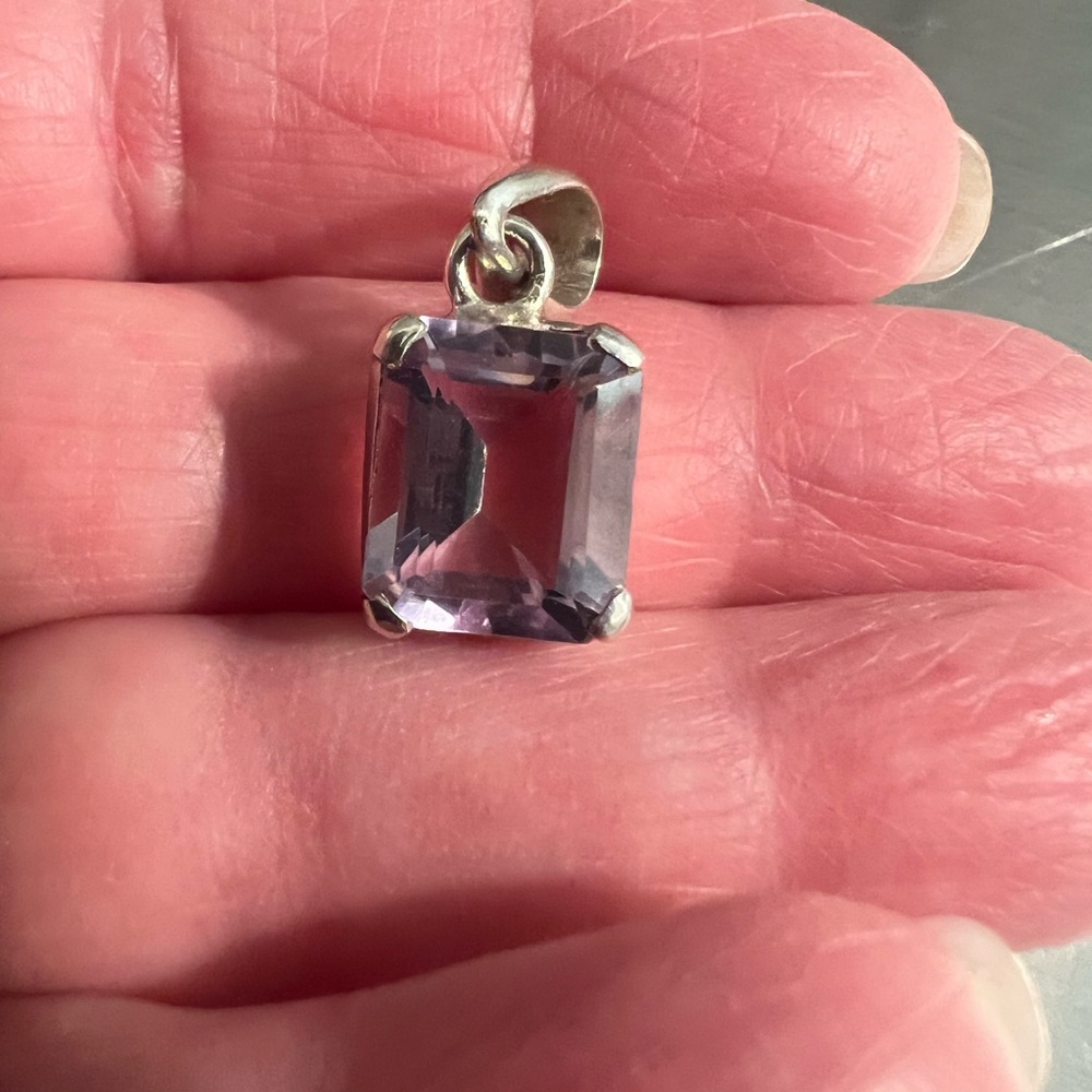Sterling Silver Lavender Octagon Gemstone Pendant Necklace
